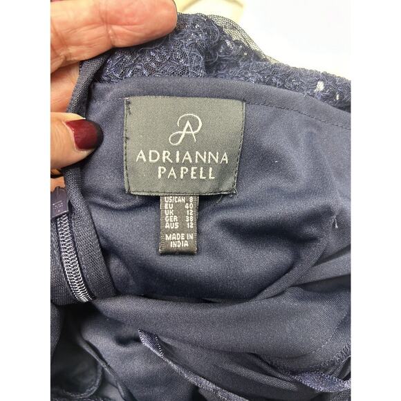 Adrianna Papell Sequined Floral Mesh Keyhole Dress Long Size 8 Fairy‎ Twilight - Picture 10 of 11